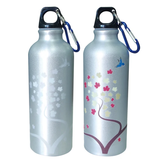 Botellas de agua de viaje de aluminio en blanco de sublimación de venta caliente, hervidor de agua para acampar deportivo de 500ml